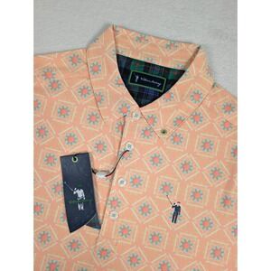 William Murray Sandy Tiels Polo Shirt Mens Small Orange Floral Golf Performance